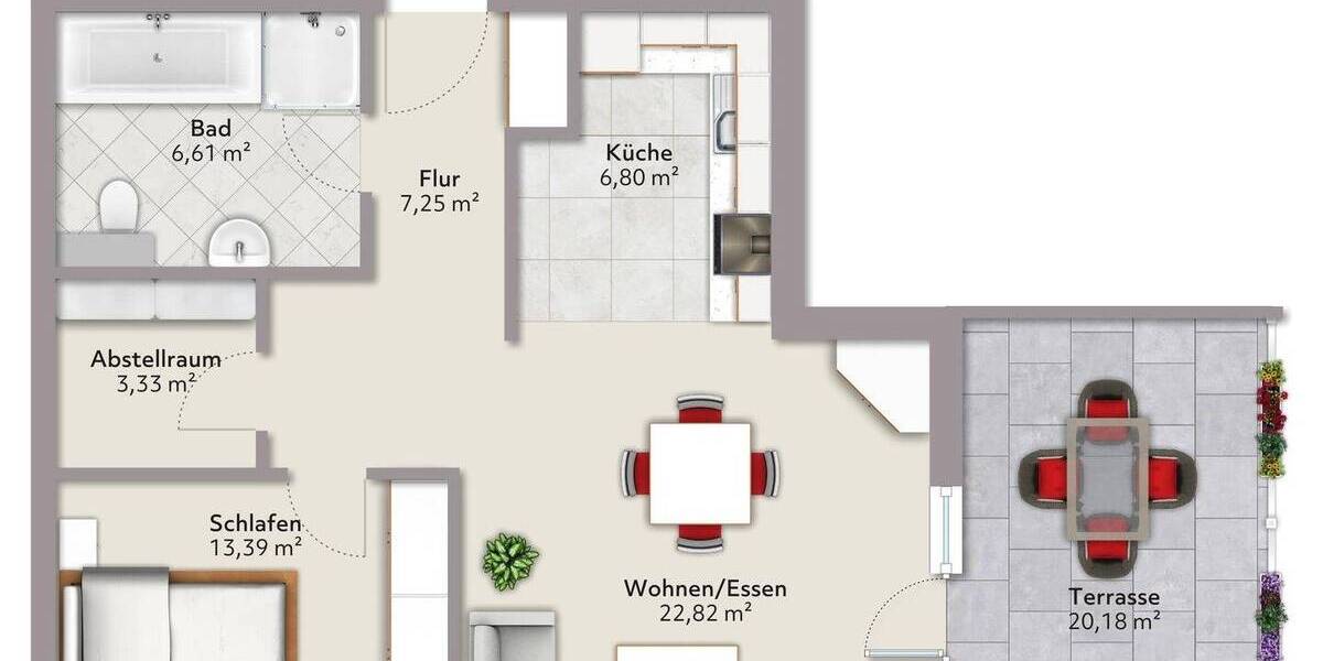 Etagenwohnung Lahr - 2 Zimmer, 70 m&sup2;, 225.000&euro; | Angebot:25667458