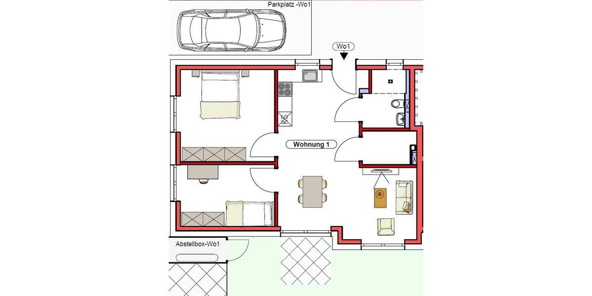Etagenwohnung Kehl-Marlen Marlen - 3 Zimmer, 63 m&sup2;, 990&euro; | Angebot:26073578