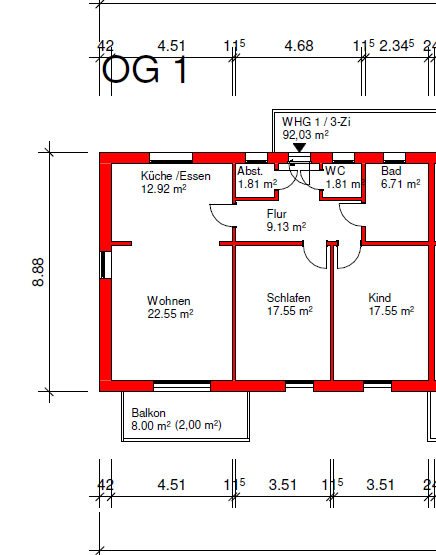 Etagenwohnung Ohlsbach - 4 Zimmer, 92 m&sup2;, 447.500&euro; | Angebot:25797299