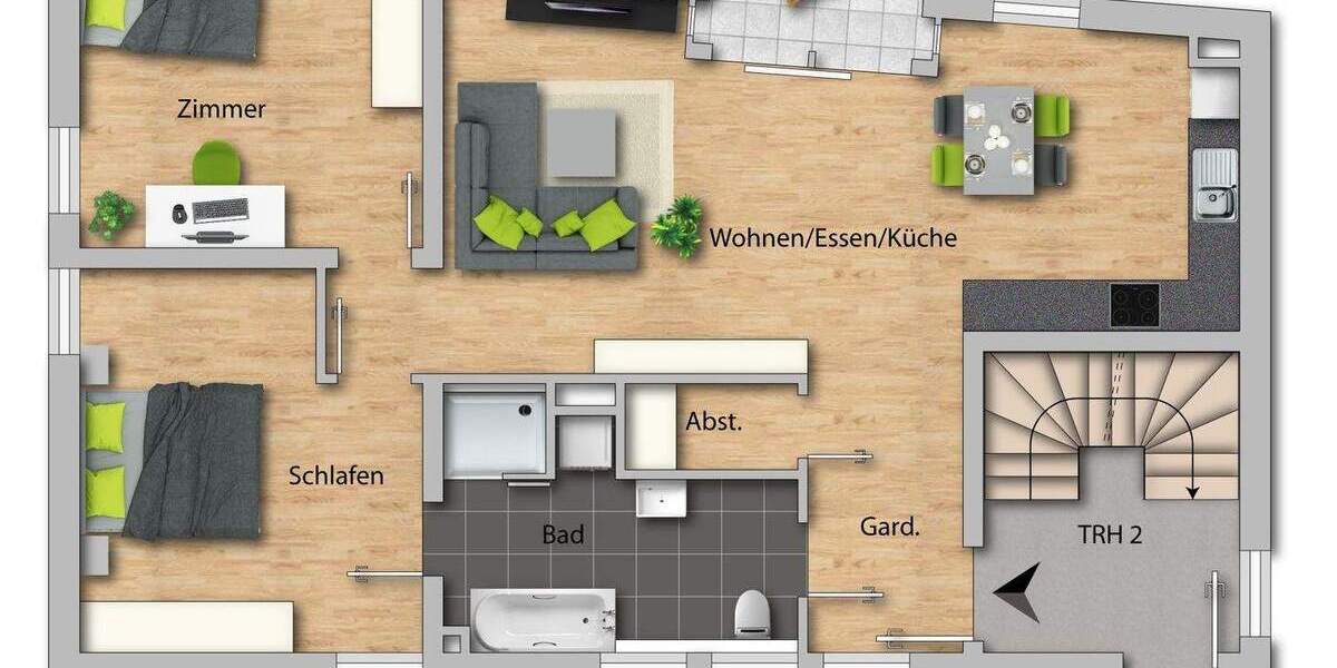 Terrassenwohnung Kehl - 2 Zimmer, 93 m&sup2;, 1.050&euro; | Angebot:25801038