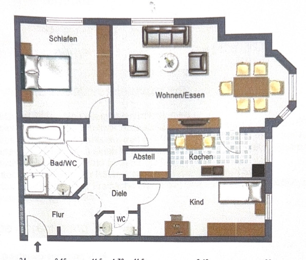 Etagenwohnung Ettenheim - 3 Zimmer, 92 m&sup2;, 900&euro; | Angebot:25703765