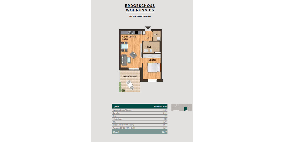 Etagenwohnung Lahr/Schwarzwald Lahr - 2 Zimmer, 52 m&sup2;, 200.000&euro; | Angebot:25703294