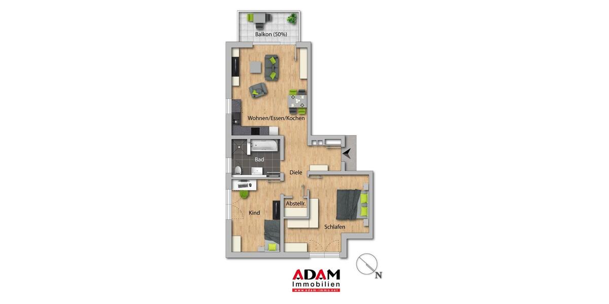 Etagenwohnung Kehl - 3 Zimmer, 88 m&sup2;, 1.050&euro; | Angebot:24409777