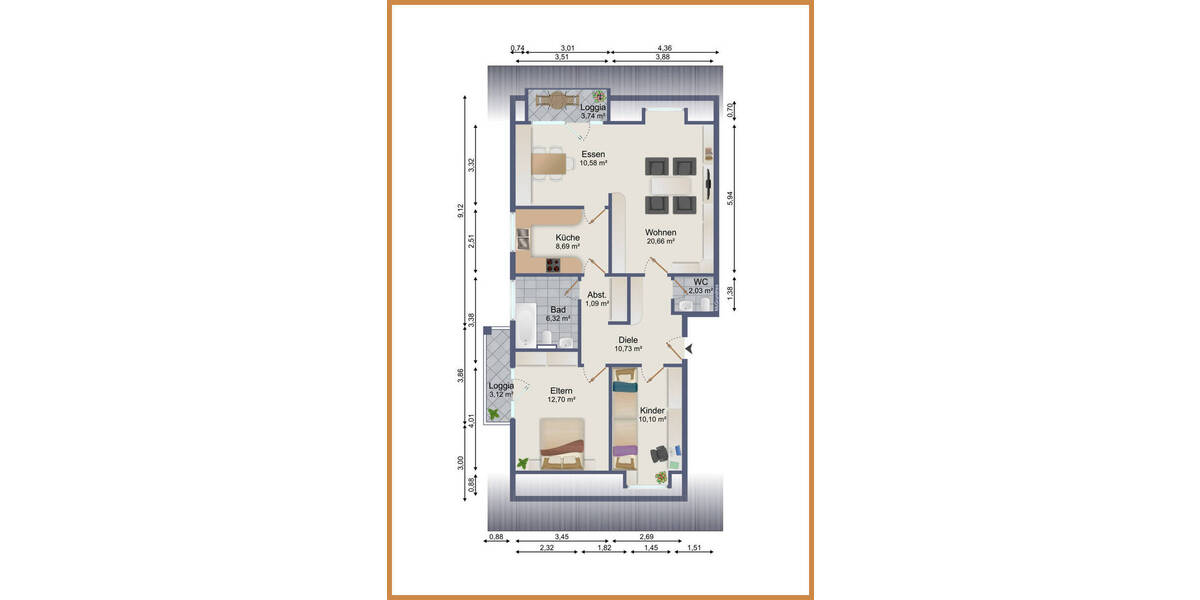 Etagenwohnung Zell am Harmersbach Zell - 3 Zimmer, 89 m&sup2;, 232.000&euro; | Angebot:25689020